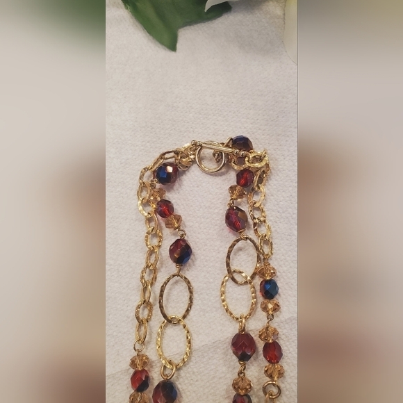 Long Double Layered Multigem Stone Necklace.  Very dressy 🌴 - Picture 4 of 8